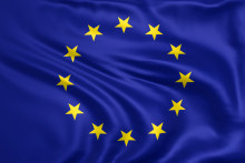 EU vlag op golvende achtergrond